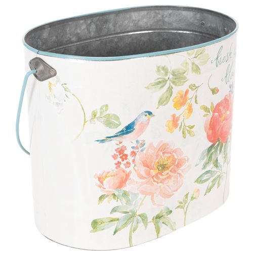 Pflanzeimer oval Vintage Frühlingsdeko Pflanzkübel Metall 26/22/17cm 3er-Set | Floristik24.de