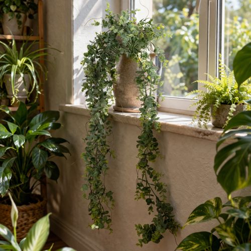 Artikel Künstliche Girlande Eukalyptus Hängepflanze für Heimdekoration im Innen und Außenbereich 92cm