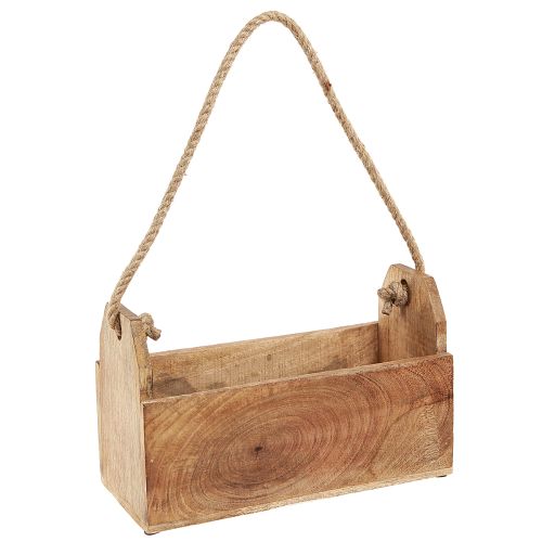 Artikel Pflanzkasten Holz mit Henkel Eckig Natur Jute 27x12x17cm