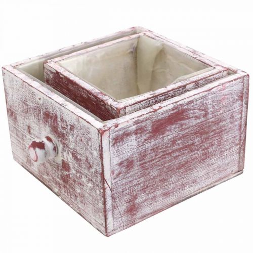Artikel Pflanzkasten Shabby Chic Deko Schublade Rot Weiß 2er-Set