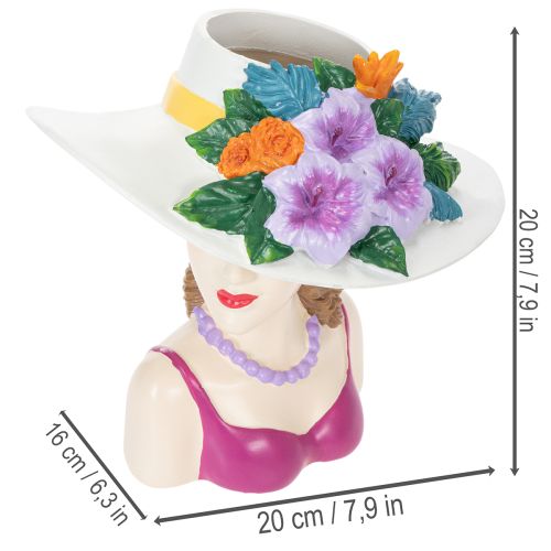 Artikel Blumenvase Frau mit Hut und Blumen Pflanztopf Dekoration für Innen und Außen 20cm