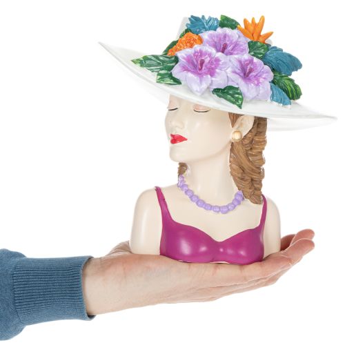 Artikel Blumenvase Frau mit Hut und Blumen Pflanztopf Dekoration für Innen und Außen 20cm