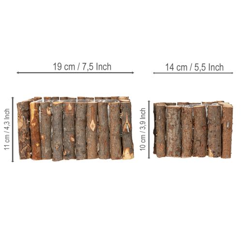 Artikel Pflanzschale eckig Natur Birke Äste 14,5/20cm 2er-Set