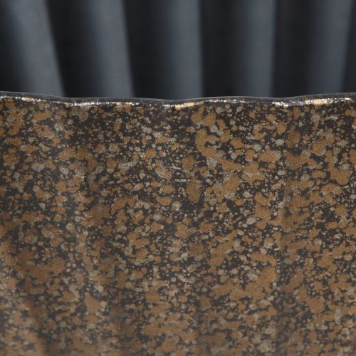 Artikel Pflanzschale mit Rillen oval Schiffchen Anthrazit Gold 36cm