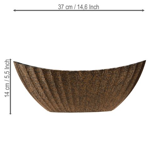 Artikel Pflanzschale mit Rillen oval Schiffchen Anthrazit Gold 36cm