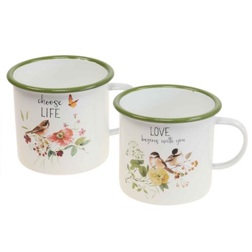Pflanztasse Emaille Tasse zum Bepflanzen Spruch Ø11cm