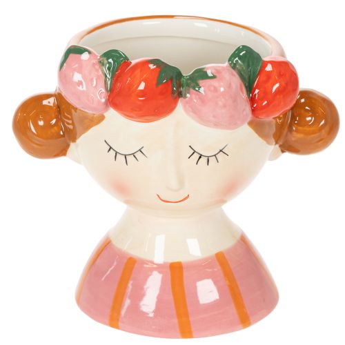Artikel Gesicht Blumentopf Mädchen mit Erdbeeren schlafend Dekoration Wohnzimmer Frühling 13cm