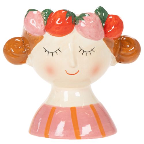Gesicht Blumentopf Mädchen mit Erdbeeren schlafend Dekoration Wohnzimmer Frühling 13cm | Floristik24.de