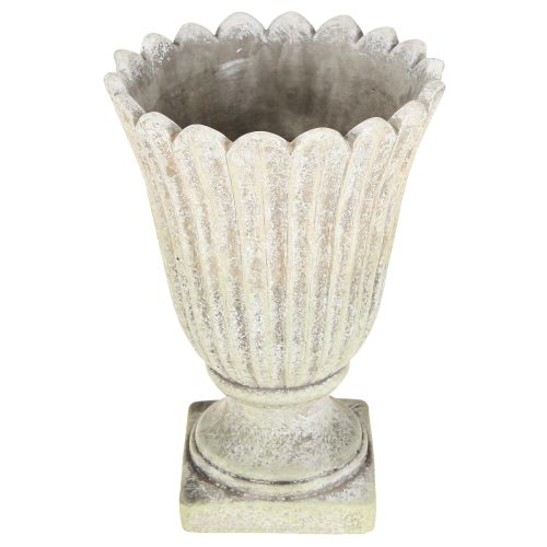 Floristik24 Pflanztopf Steinguss Pokal Antiker Stil Grau Ø17,5cm H25cm