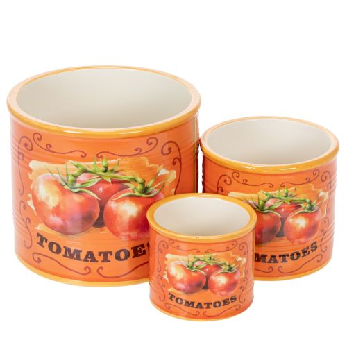 Tomaten Pflanztopf Set Keramik Dekorative Blumentöpfe für Küche und Retro Deko 14cm 3er-Set