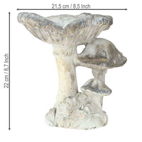 Artikel Pilz Deko Steinguss Grau Weiß gewaschen 21,5×18×22cm