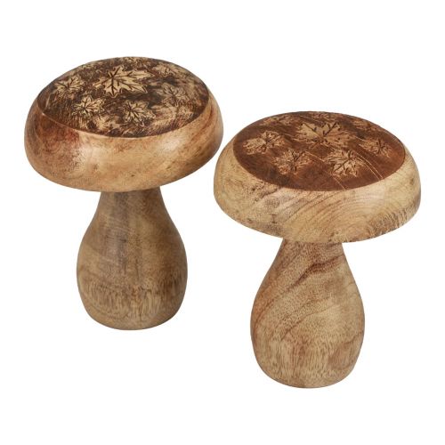 Floristik24 Holzpilze Deko Pilze Holz Natur Herbstdeko Ø10cm H12cm 2St