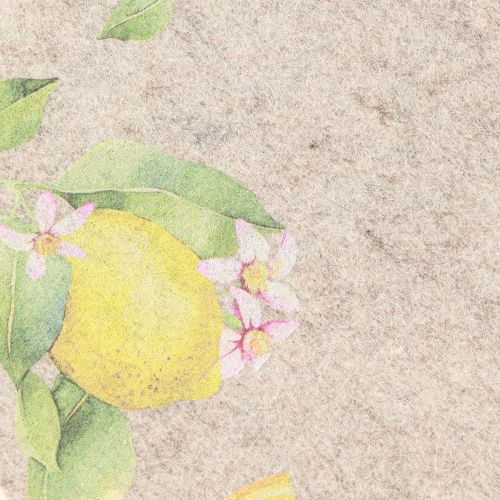 Artikel Platzdeckchen Rund Grau Filz Sommer Zitrone 31cm 2 St