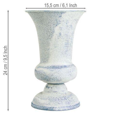 Artikel Pokalvase Kelch Design Antik Weiß Blau Ø16,5cm H24cm