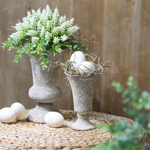 Artikel Pokalvase Metall Antik Deko Vase Fuß Ø16,5cm H24cm