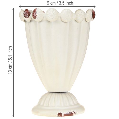 Artikel Pokalvase Metall Deko Pokal Creme Braun Ø9cm H13cm