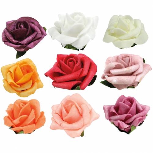 Floristik24 Foam-Rose Ø3,5cm verschiedene Farben 48 St