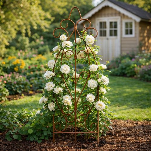 Artikel Rankgitter Garten Metall dekoratives Pflanzengitter Rankhilfe für Kletterpflanzen 93cm