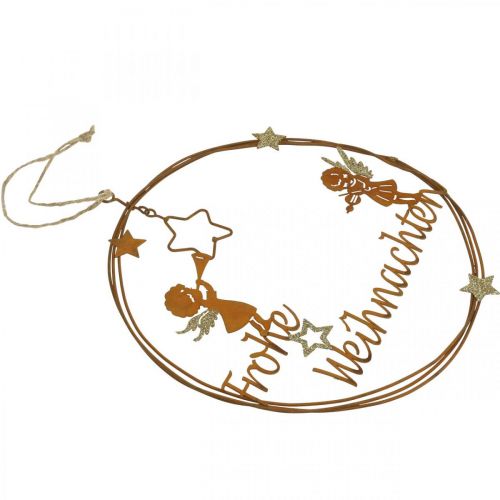 Artikel Frohe Weihnachten Schriftzug Dekoring Rost Ø19cm 2St