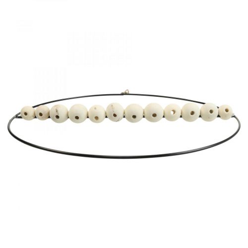 Artikel Dekoring Metall Holzperlen Schwarz Weiß Natur Ø30cm 4St