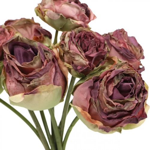 Floristik24 Rosen Antik-Rosa, Seidenblumen, künstliche Blumen L23cm 8 St