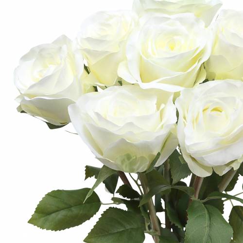 Artikel Deko-Rose Seidenblumen im Bund Creme 36cm 8 St
