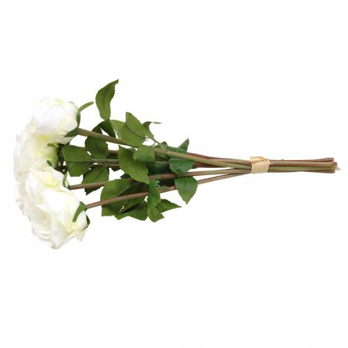 Artikel Deko-Rose Seidenblumen im Bund Creme 36cm 8 St