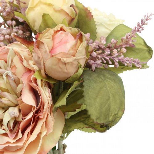 Artikel Rosen Kunstblumen im Bund Herbstbouquet Creme, Rosa H36cm