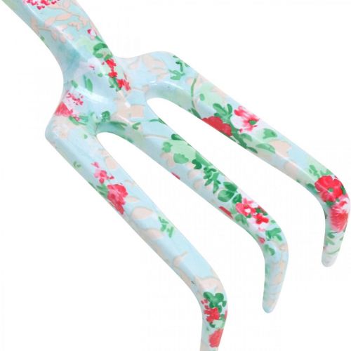 Artikel Handrechen Metall mit Rosenmotiv, Mini-Harke Garten 23cm