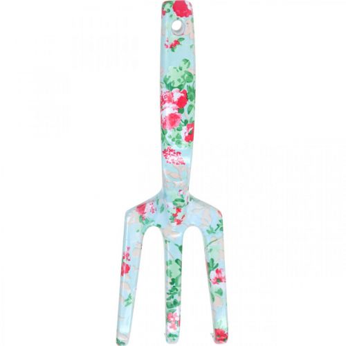 Artikel Handrechen Metall mit Rosenmotiv, Mini-Harke Garten 23cm