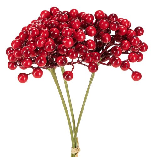 Floristik24 Rote Beeren Deko Weihnachten Zweig 27cm Bund mit 3 St