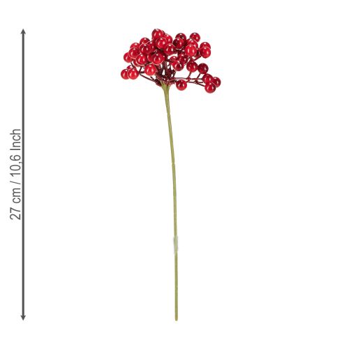 Artikel Rote Beeren Deko Weihnachten Zweig 27cm Bund mit 3 St