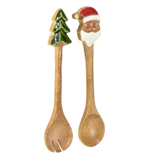 Artikel Salatbesteck Holz Besteck für Weihnachten 28cm 2er-Set