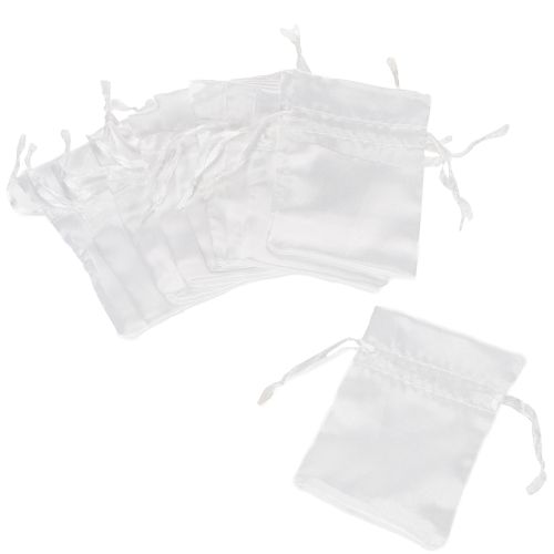 Geschenkbeutel Satin Satinsäckchen Weiß 6,5×10cm 10St