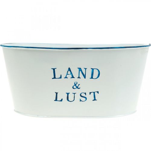 Artikel Blumenschale oval Pflanztopf Metall Weiß, Blau 26×17×12cm