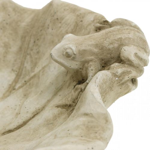 Artikel Vogeltränke mit Fröschen, Beton Gartenfigur, Vogelbad Lotusblatt B21cm H7cm