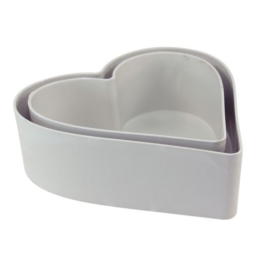 Artikel Schale Herz Plastik Dekoschale Weißgrau 24/21cm 2er-Set