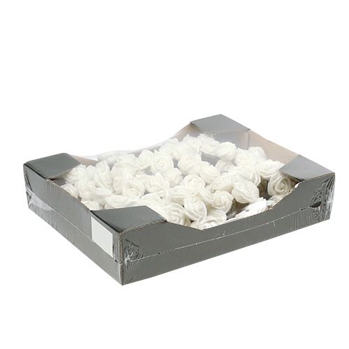 Floristik24 Schaumrosen Weiß mit Perlmutt Ø2,5cm 120 St