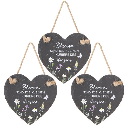 Artikel Schiefer Deko Herz zum Hängen „Blumen sind“ 15cm 3St