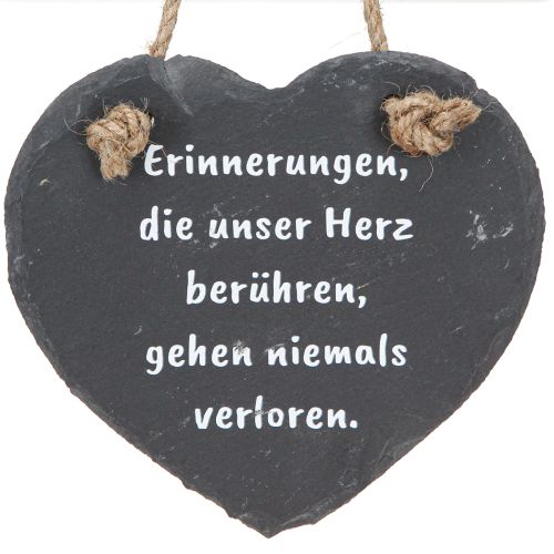 Floristik24 Schieferherz Anhänger mit Trauerspruch 16x15cm 2St