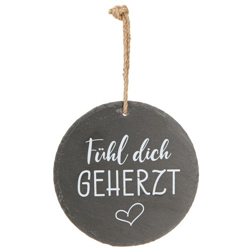 Artikel Schieferplatten Deko Rund Hängen Fühl dich geherzt Ø20cm
