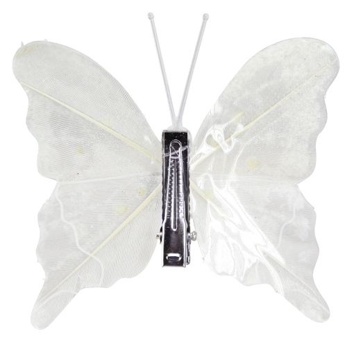 Artikel Schmetterling Deko in Weiß am Clip 7,5cmx7cm 4 St