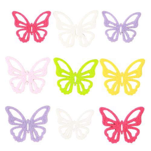 Filz-Schmetterlinge bunt – Frühlingshafte Deko-Schmetterlinge 6 Farben 4cm 72 St