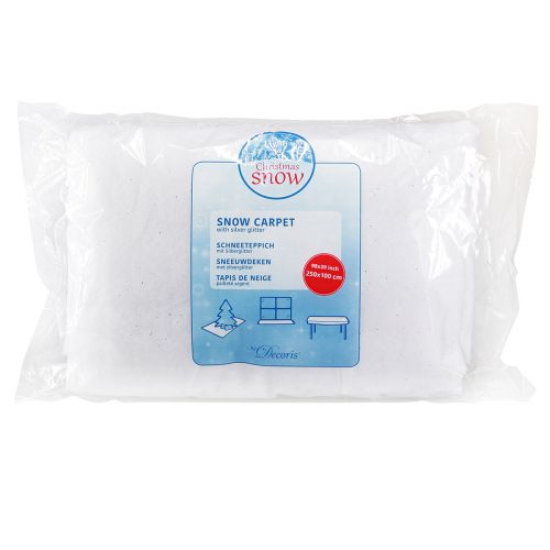 Schneedecke in Weiß mit Glitzer in Silber 250cm x100cm