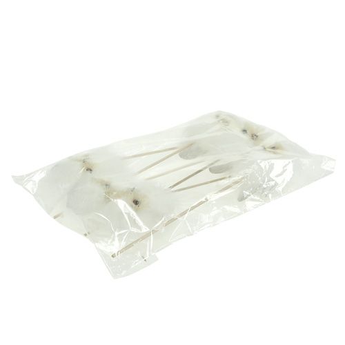 Floristik24 Schneeeule am Holzstab 7cm L28cm 6 St