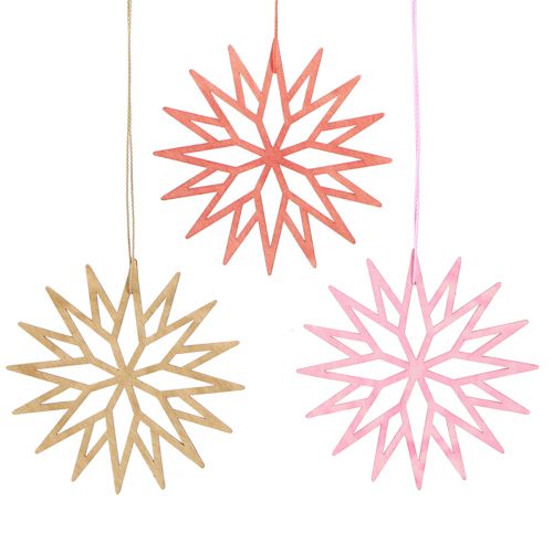 Artikel Schneeflocken Deko Holz Baumschmuck Orange 10cm 12 St