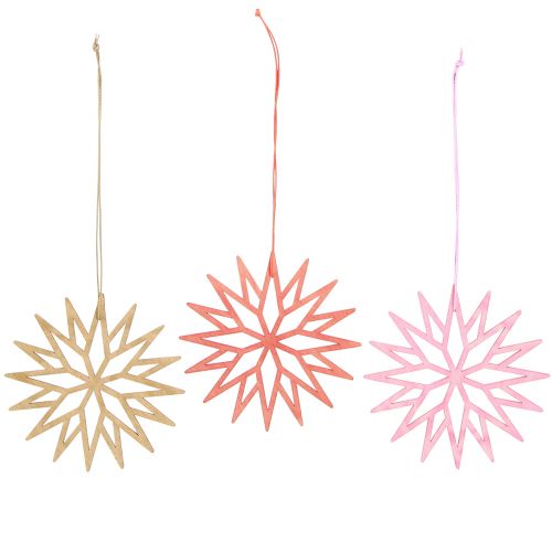 Artikel Schneeflocken Deko Holz Baumschmuck Orange 10cm 12 St