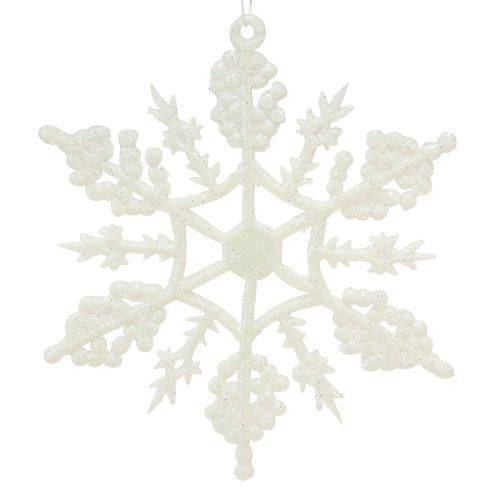 Floristik24 Schneeflocken Deko Weiß Glitzer Eiskristalle 10cm 12 St