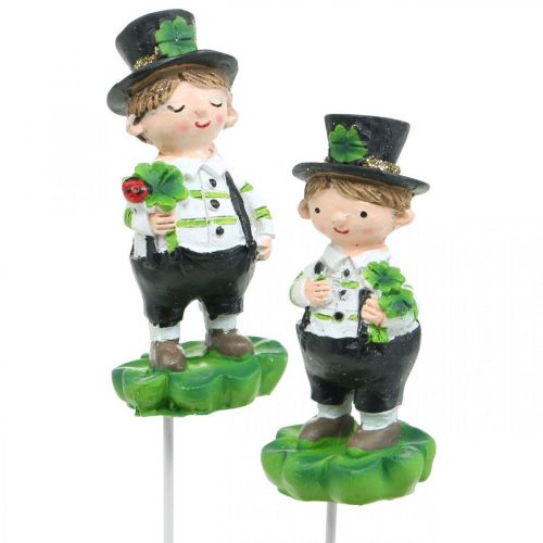 Floristik24 Schornsteinfeger mit Klee, Stecker für Silvester, Glücksbringer, St Patricks Day L27cm 4 St