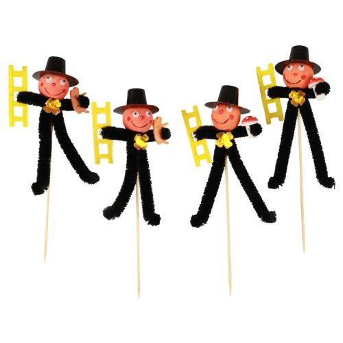 Floristik24 Schornsteinfeger Blumenstecker, Silvester Deko L17cm H11cm 24 St